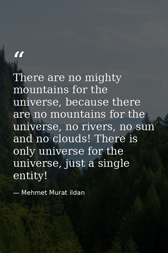 There are no mighty mountains for the universe, because there are no mountains for the universe, no rivers, no sun and n — Mehmet Murat ildan