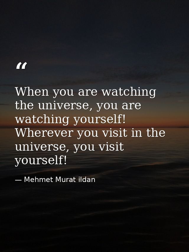 When you are watching the universe, you are watching yourself! Wherever you visit in the universe, you visit yourself! — Mehmet Murat ildan