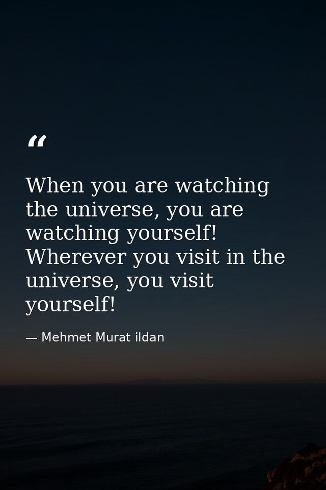 When you are watching the universe, you are watching yourself! Wherever you visit in the universe, you visit yourself! — Mehmet Murat ildan