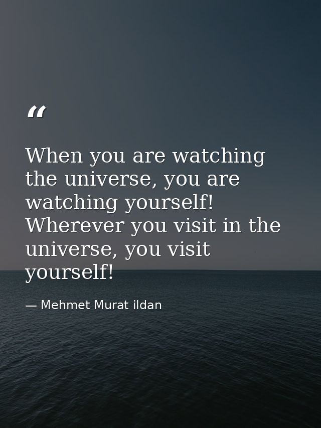 When you are watching the universe, you are watching yourself! Wherever you visit in the universe, you visit yourself! — Mehmet Murat ildan