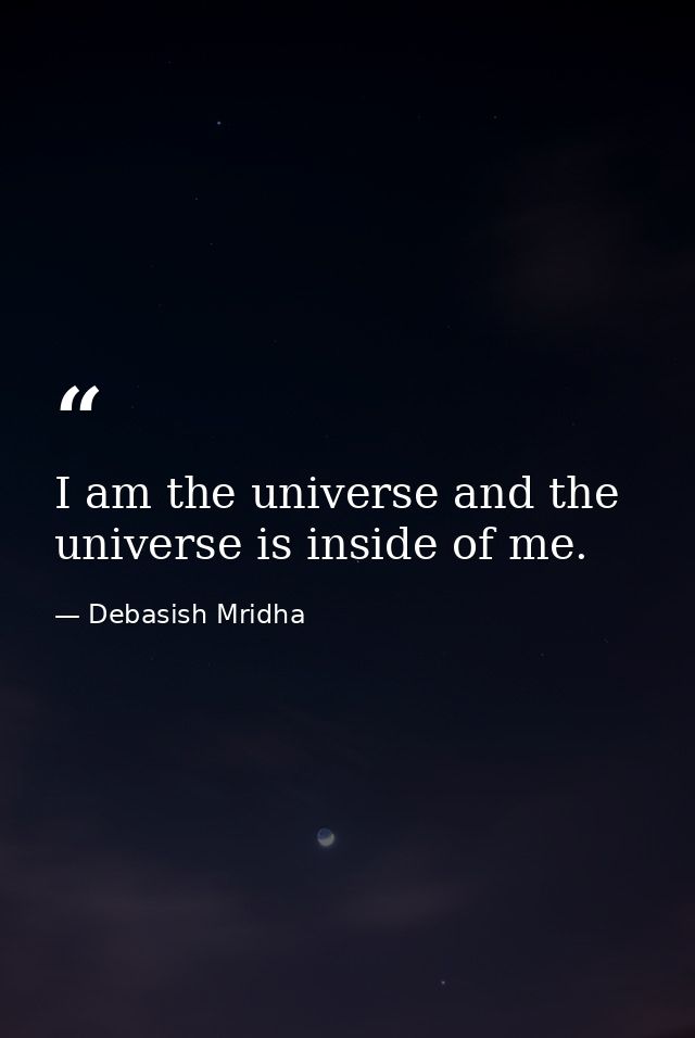 I am the universe and the universe is inside of me. — Debasish Mridha