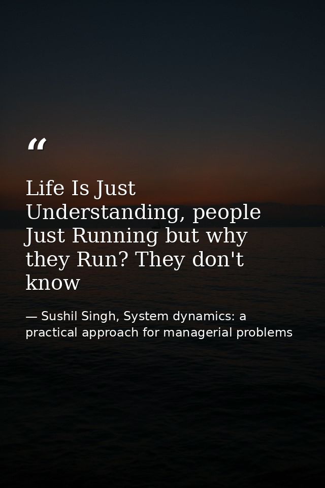 Life Is Just Understanding, people Just Running but why they Run? They don't know — Sushil Singh, System dynamics: a practical approach for managerial problems