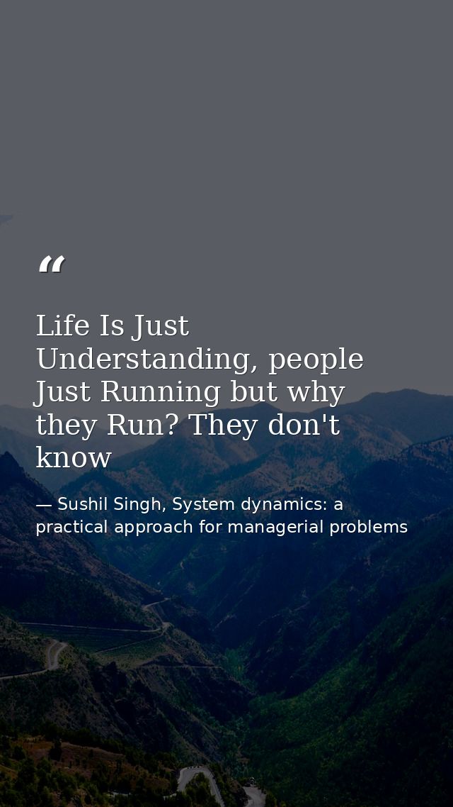 Life Is Just Understanding, people Just Running but why they Run? They don't know — Sushil Singh, System dynamics: a practical approach for managerial problems