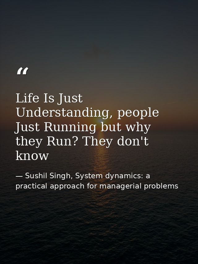 Life Is Just Understanding, people Just Running but why they Run? They don't know — Sushil Singh, System dynamics: a practical approach for managerial problems