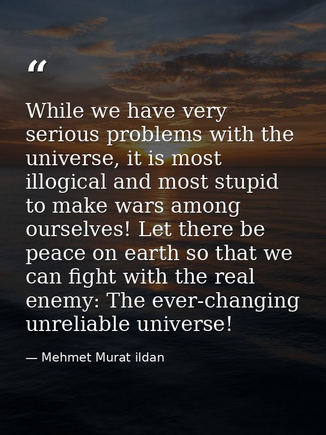 While we have very serious problems with the universe, it is most illogical and most stupid to make wars among ourselves — Mehmet Murat ildan