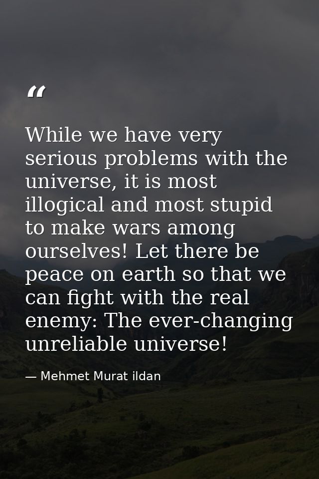 While we have very serious problems with the universe, it is most illogical and most stupid to make wars among ourselves — Mehmet Murat ildan