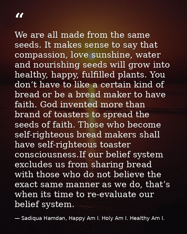 We are all made from the same seeds. It makes sense to say that compassion, love sunshine, water and nourishing seeds wi — Sadiqua Hamdan, Happy Am I. Holy Am I. Healthy Am I.