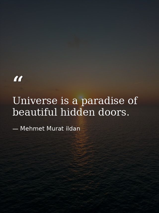 Universe is a paradise of beautiful hidden doors. — Mehmet Murat ildan