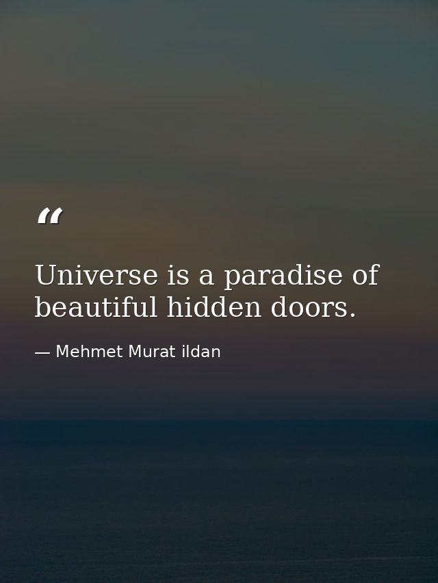 Universe is a paradise of beautiful hidden doors. — Mehmet Murat ildan