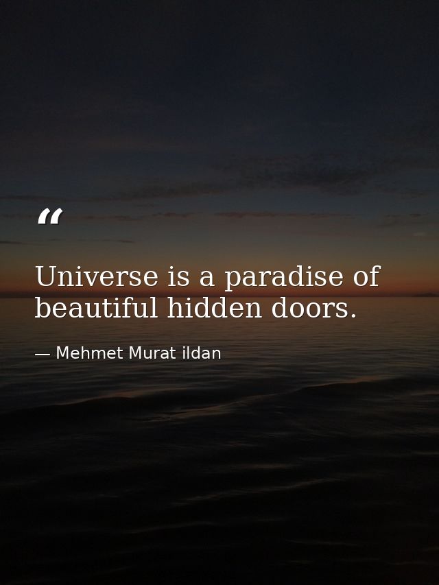 Universe is a paradise of beautiful hidden doors. — Mehmet Murat ildan