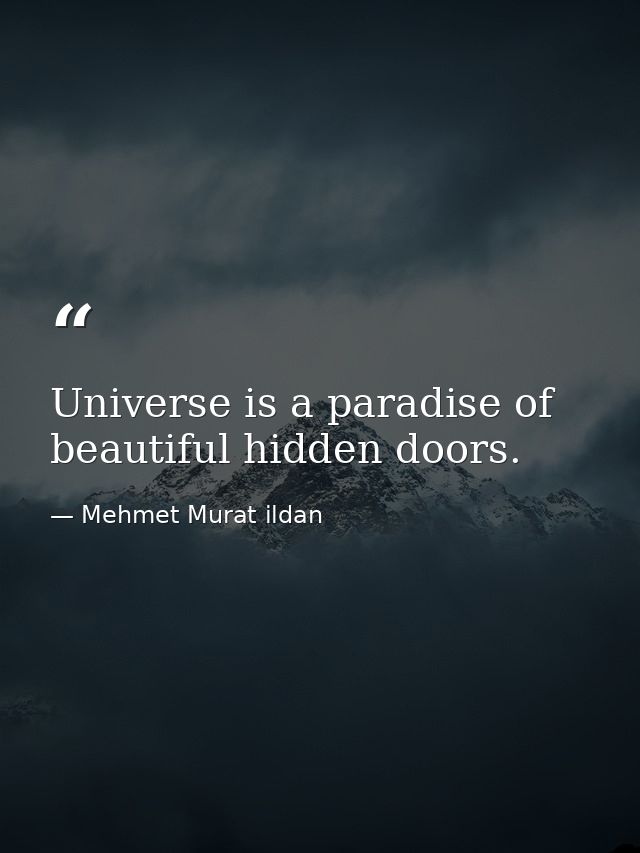 Universe is a paradise of beautiful hidden doors. — Mehmet Murat ildan