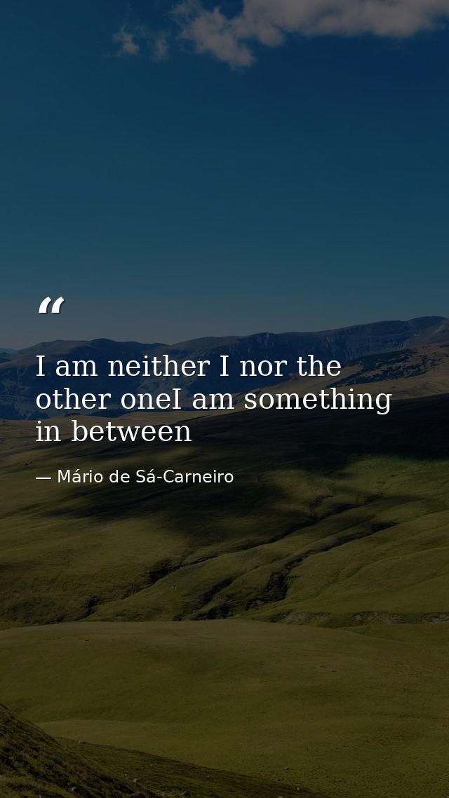 I am neither I nor the other oneI am something in between — Mário de Sá-Carneiro
