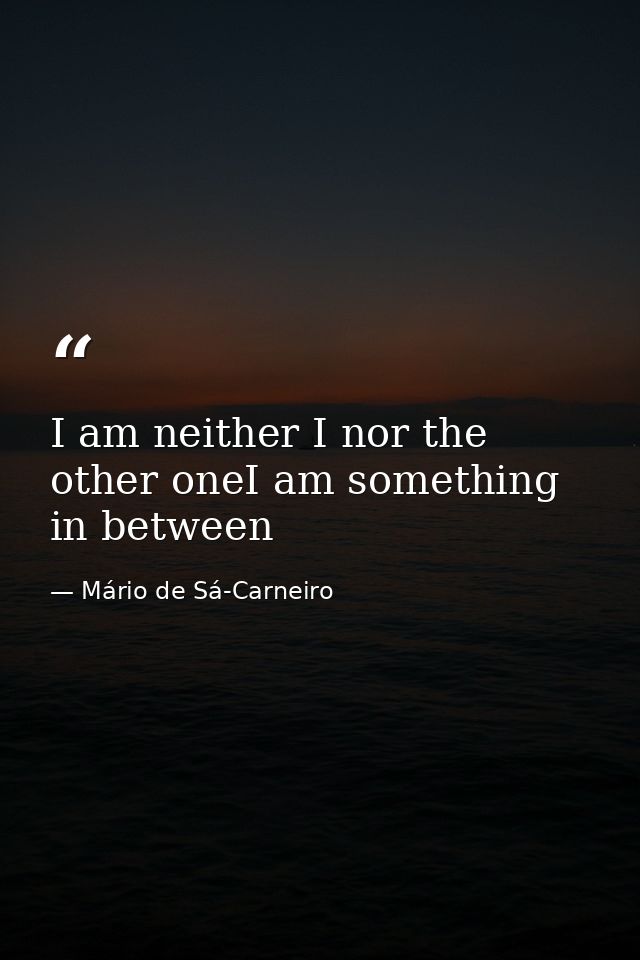 I am neither I nor the other oneI am something in between — Mário de Sá-Carneiro