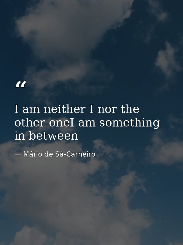I am neither I nor the other oneI am something in between — Mário de Sá-Carneiro
