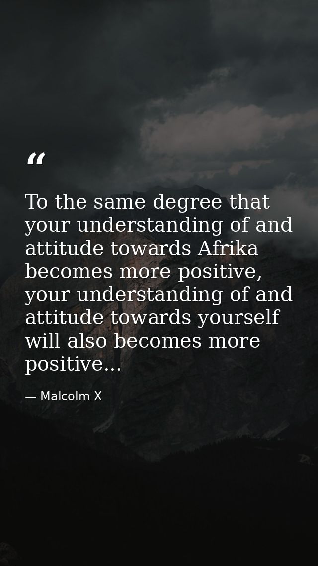 To the same degree that your understanding of and attitude towards Afrika becomes more positive, your understanding of a — Malcolm X