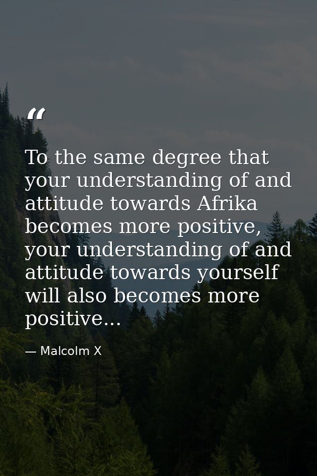 To the same degree that your understanding of and attitude towards Afrika becomes more positive, your understanding of a — Malcolm X