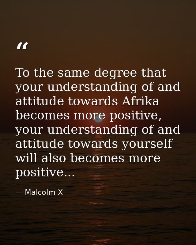 To the same degree that your understanding of and attitude towards Afrika becomes more positive, your understanding of a — Malcolm X