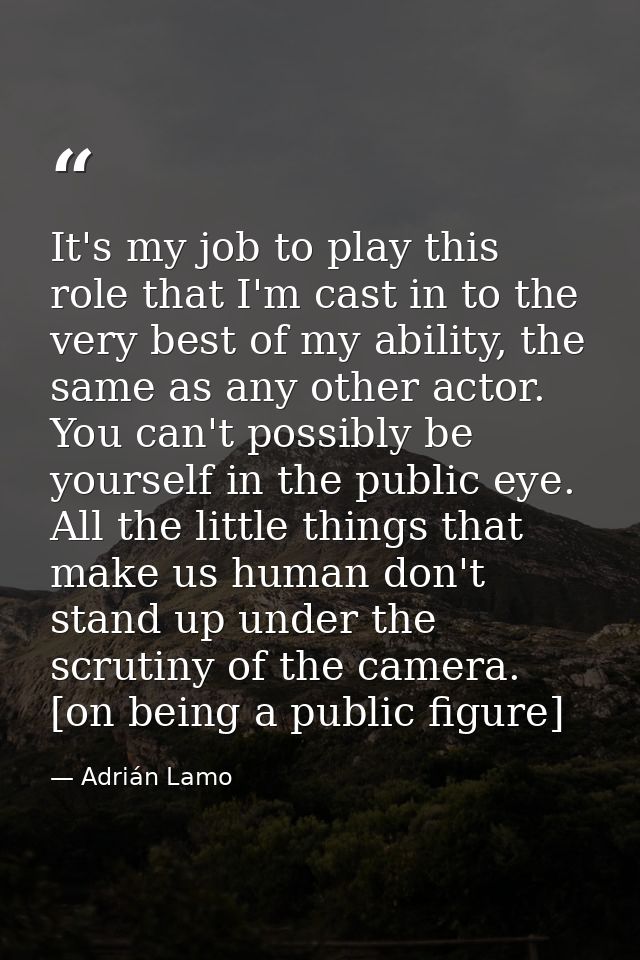 It's my job to play this role that I'm cast in to the very best of my ability, the same as any other actor. You can't po — Adrián Lamo