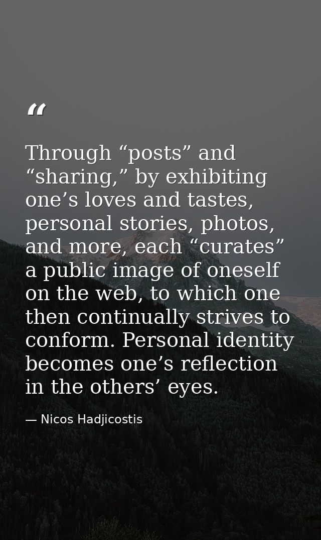 Through “posts” and “sharing,” by exhibiting one’s loves and tastes, personal stories, photos, and more, each “curates”  — Nicos Hadjicostis