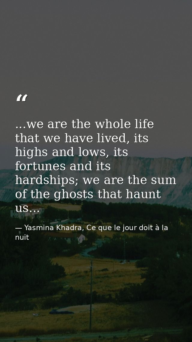 ...we are the whole life that we have lived, its highs and lows, its fortunes and its hardships; we are the sum of the g — Yasmina Khadra, Ce que le jour doit à la nuit