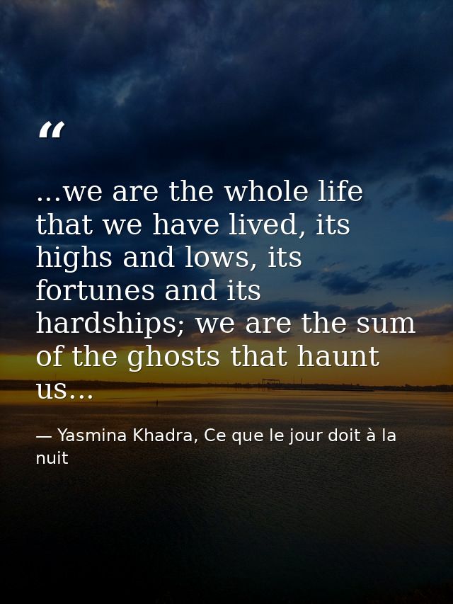 ...we are the whole life that we have lived, its highs and lows, its fortunes and its hardships; we are the sum of the g — Yasmina Khadra, Ce que le jour doit à la nuit