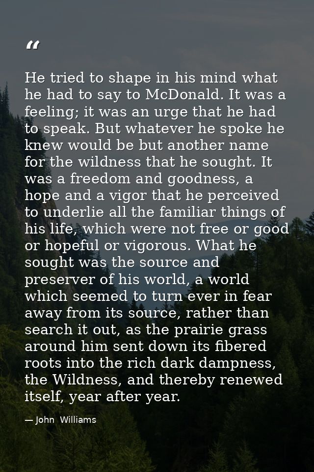 He tried to shape in his mind what he had to say to McDonald. It was a feeling; it was an urge that he had to speak. But — John  Williams