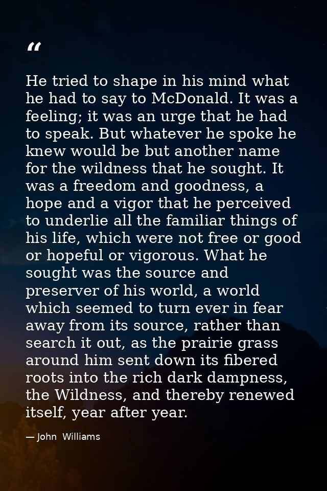 He tried to shape in his mind what he had to say to McDonald. It was a feeling; it was an urge that he had to speak. But — John  Williams