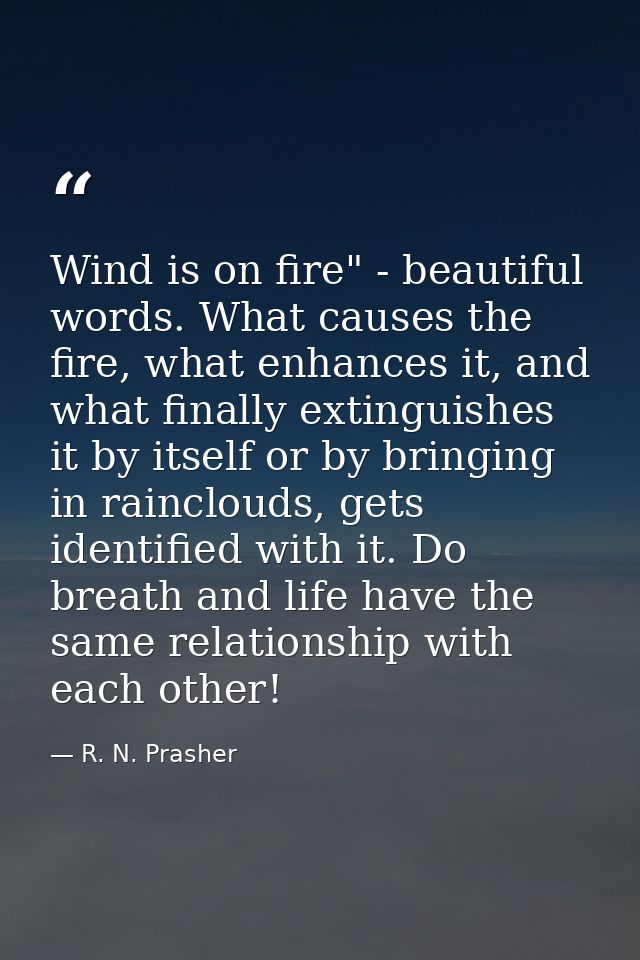 Wind is on fire" - beautiful words. What causes the fire, what enhances it, and what finally extinguishes it by itself o — R. N. Prasher