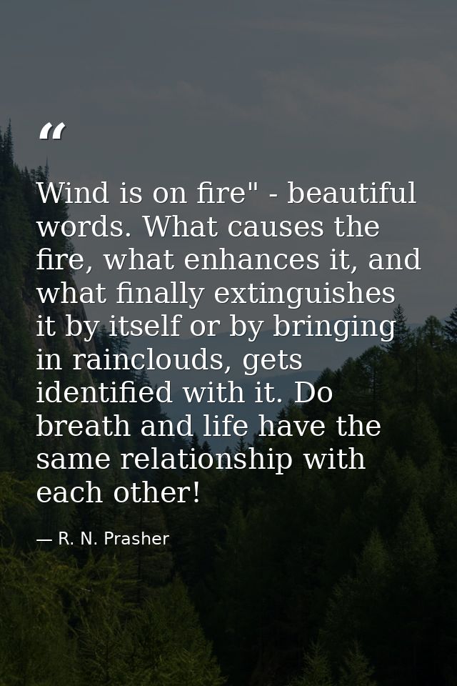 Wind is on fire" - beautiful words. What causes the fire, what enhances it, and what finally extinguishes it by itself o — R. N. Prasher