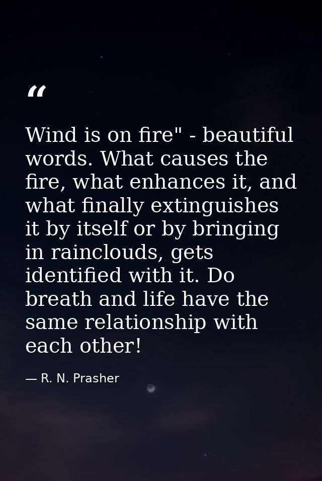 Wind is on fire" - beautiful words. What causes the fire, what enhances it, and what finally extinguishes it by itself o — R. N. Prasher