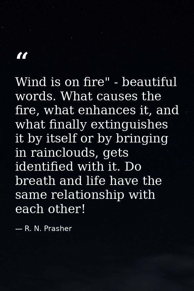 Wind is on fire" - beautiful words. What causes the fire, what enhances it, and what finally extinguishes it by itself o — R. N. Prasher