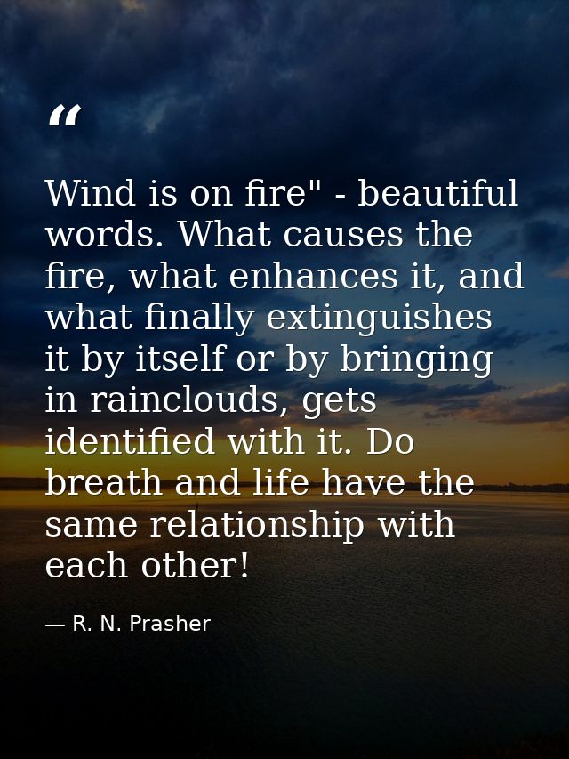 Wind is on fire" - beautiful words. What causes the fire, what enhances it, and what finally extinguishes it by itself o — R. N. Prasher
