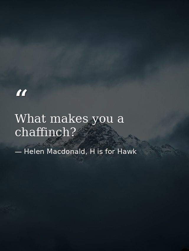 What makes you a chaffinch? — Helen Macdonald, H is for Hawk
