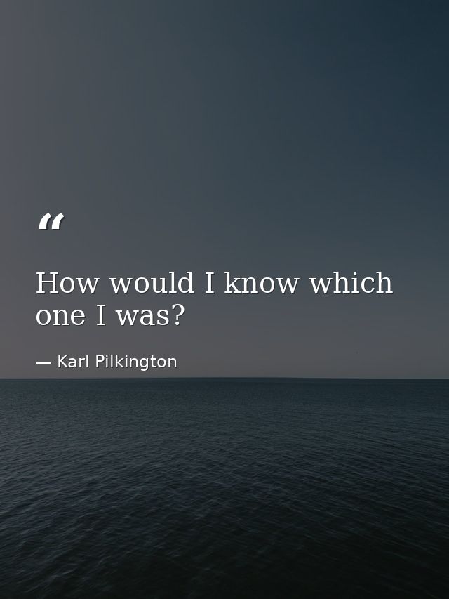 How would I know which one I was? — Karl Pilkington