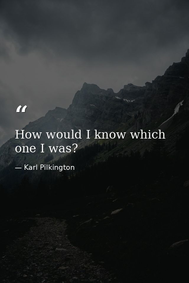 How would I know which one I was? — Karl Pilkington