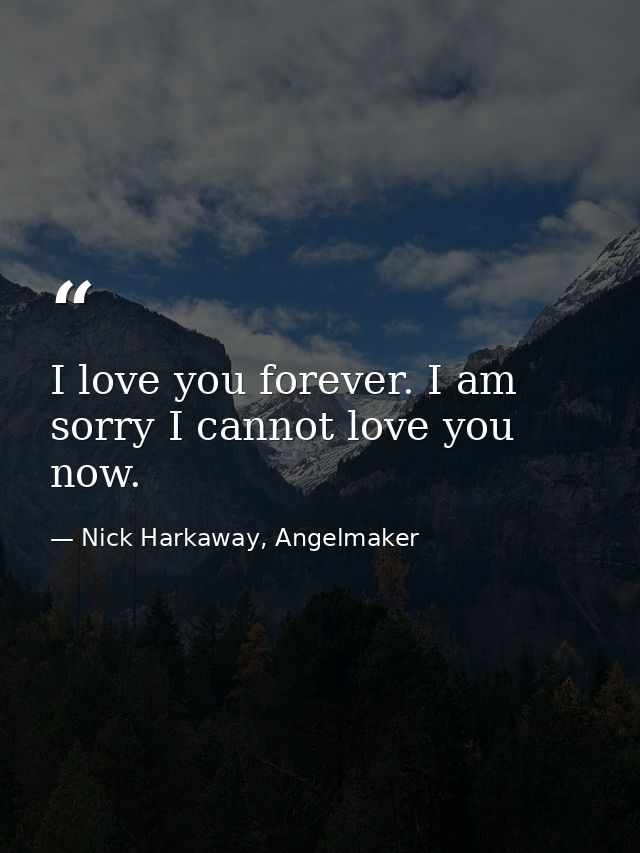 I love you forever. I am sorry I cannot love you now. — Nick Harkaway, Angelmaker