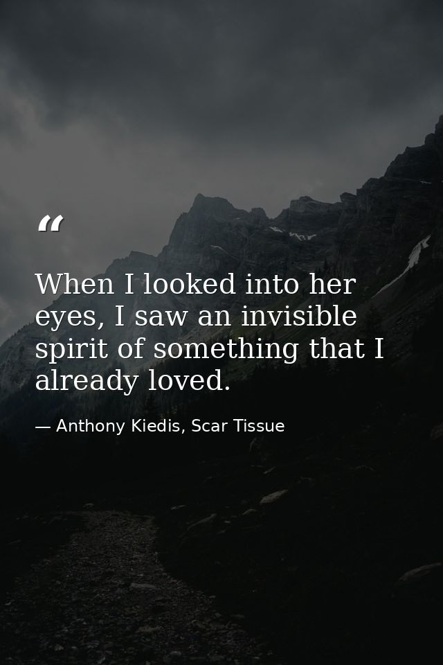 When I looked into her eyes, I saw an invisible spirit of something that I already loved. — Anthony Kiedis, Scar Tissue
