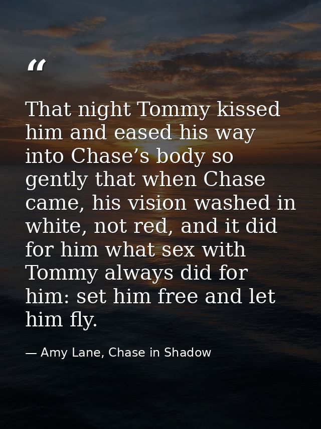 That night Tommy kissed him and eased his way into Chase’s body so gently that when Chase came, his vision washed in whi — Amy Lane, Chase in Shadow
