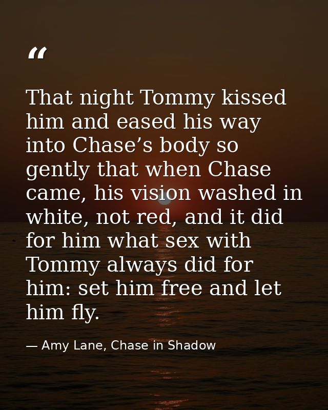 That night Tommy kissed him and eased his way into Chase’s body so gently that when Chase came, his vision washed in whi — Amy Lane, Chase in Shadow