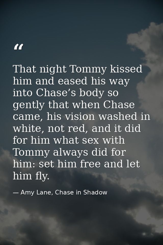 That night Tommy kissed him and eased his way into Chase’s body so gently that when Chase came, his vision washed in whi — Amy Lane, Chase in Shadow