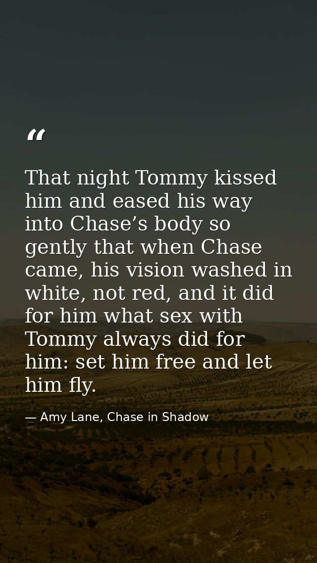 That night Tommy kissed him and eased his way into Chase’s body so gently that when Chase came, his vision washed in whi — Amy Lane, Chase in Shadow