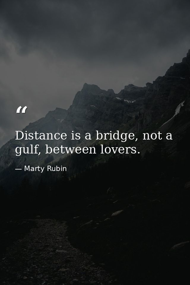 Distance is a bridge, not a gulf, between lovers. — Marty Rubin