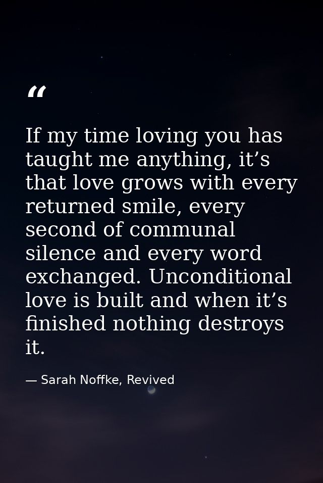 If my time loving you has taught me anything, it’s that love grows with every returned smile, every second of communal s — Sarah Noffke, Revived