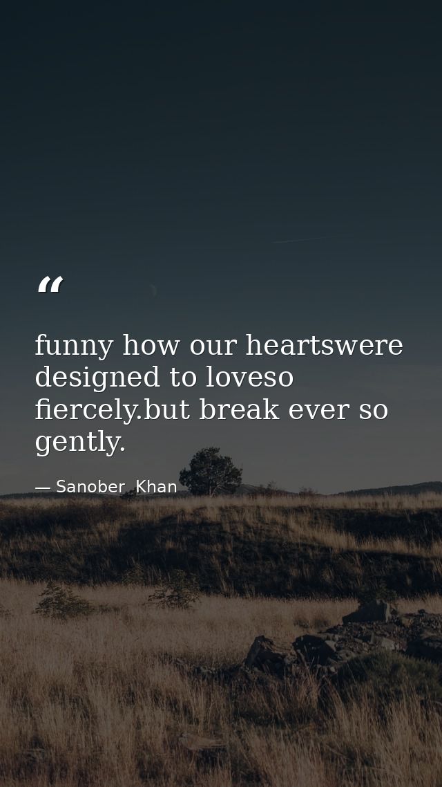funny how our heartswere designed to loveso fiercely.but break ever so gently. — Sanober  Khan