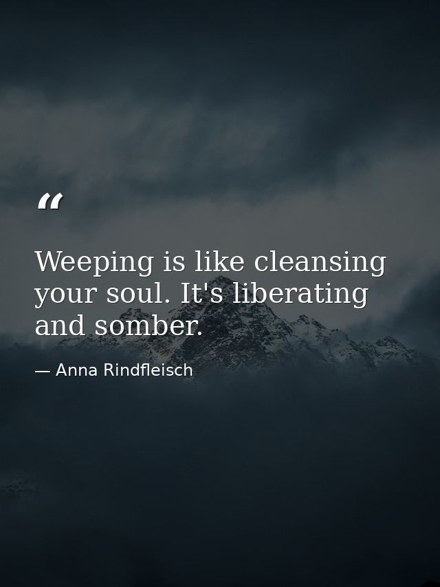 Weeping is like cleansing your soul. It's liberating and somber. — Anna Rindfleisch
