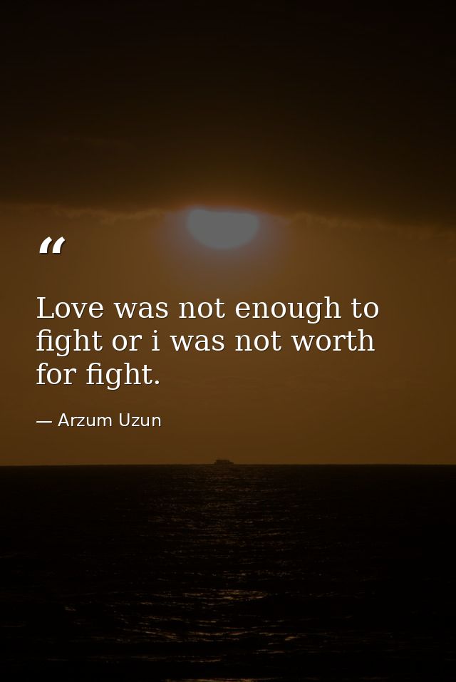 Love was not enough to fight or i was not worth for fight. — Arzum Uzun