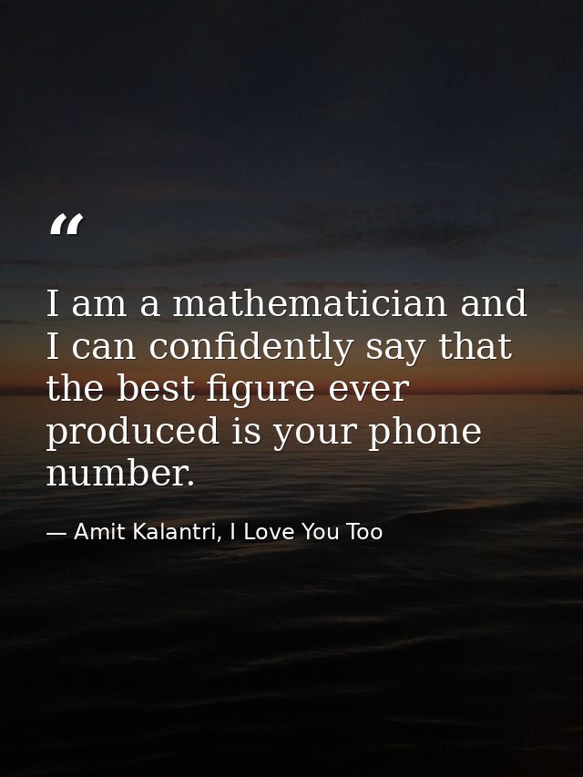 I am a mathematician and I can confidently say that the best figure ever produced is your phone number. — Amit Kalantri, I Love You Too