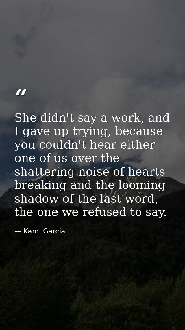 She didn't say a work, and I gave up trying, because you couldn't hear either one of us over the shattering noise of hea — Kami Garcia