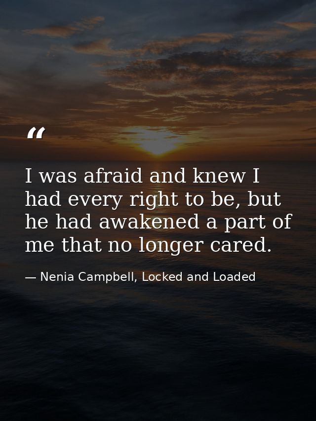 I was afraid and knew I had every right to be, but he had awakened a part of me that no longer cared. — Nenia Campbell, Locked and Loaded