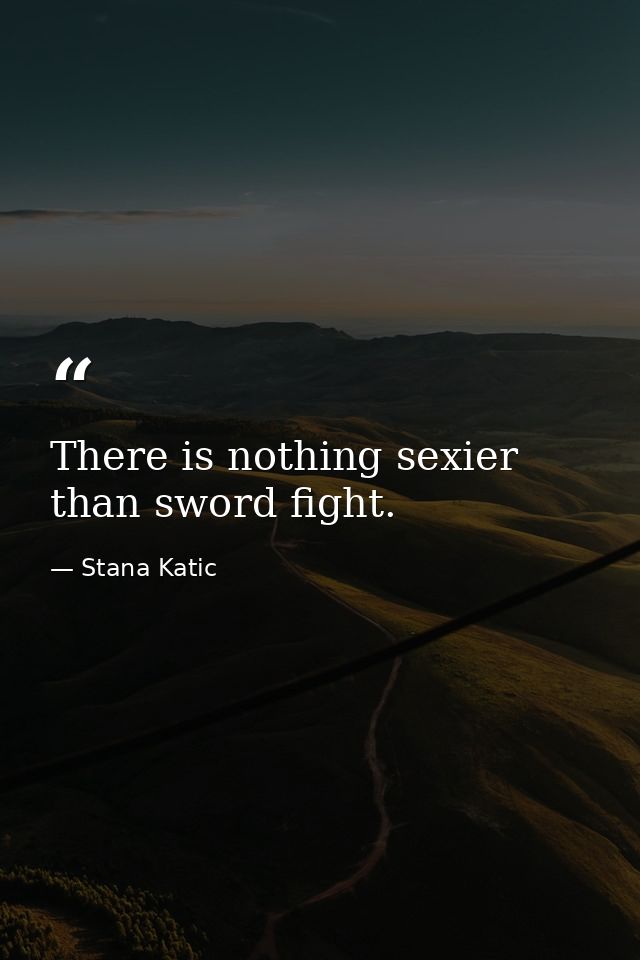 There is nothing sexier than sword fight. — Stana Katic
